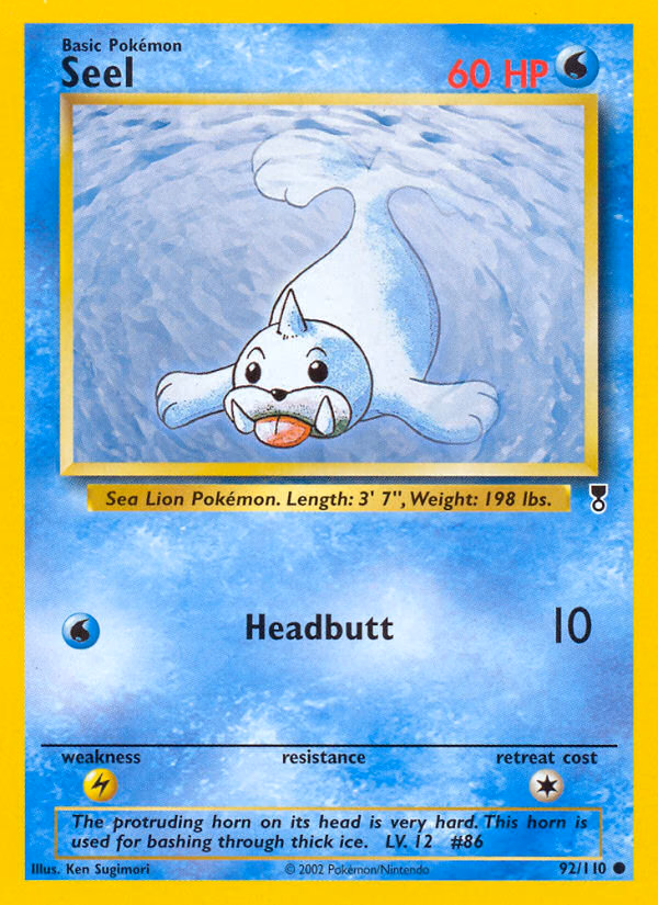 Seel Pokemon card (92/110, Legendary Collection)