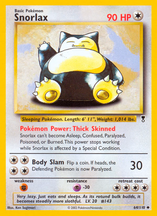 Snorlax Pokemon card (64/110, Legendary Collection)