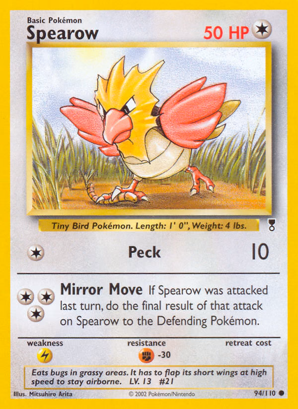 Spearow Pokemon card (94/110, Legendary Collection)