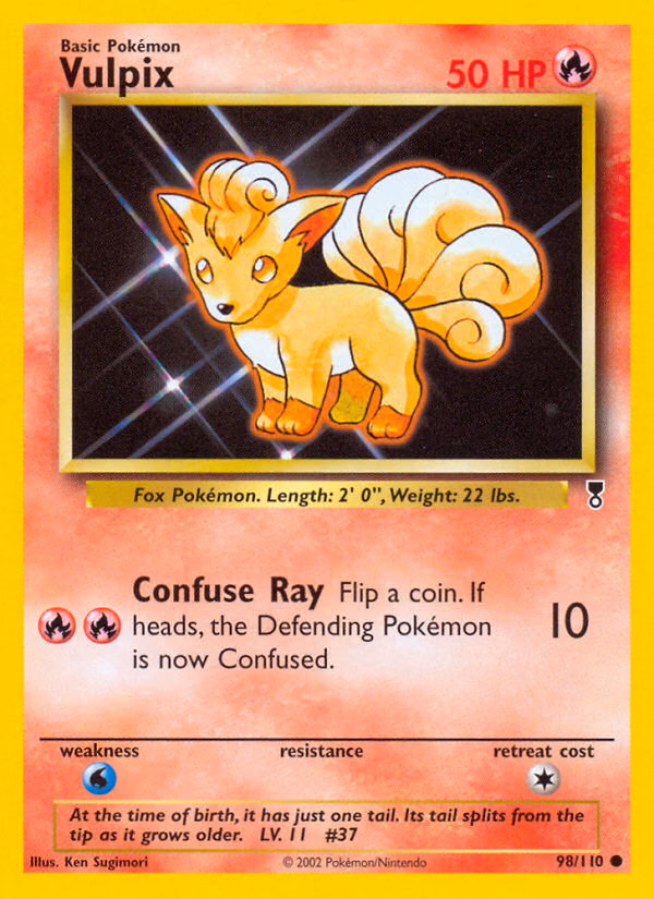 Vulpix Pokemon card (98/110, Legendary Collection)