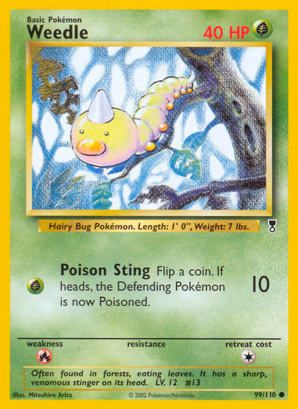Weedle Pokemon card (99/110, Legendary Collection)