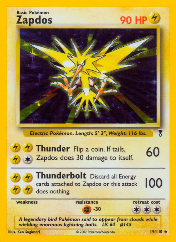 Zapdos Pokemon card (19/110, Legendary Collection)