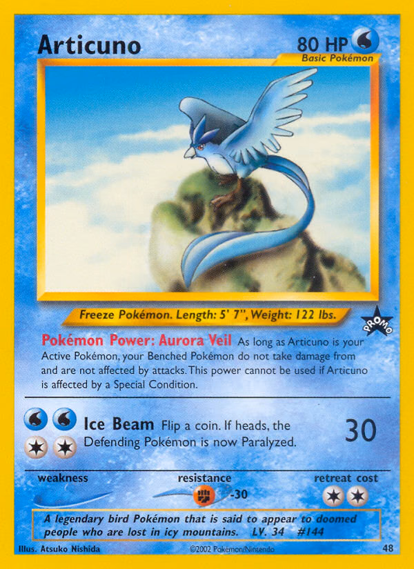 Articuno Pokemon card (48, Wizards Black Star Promos)