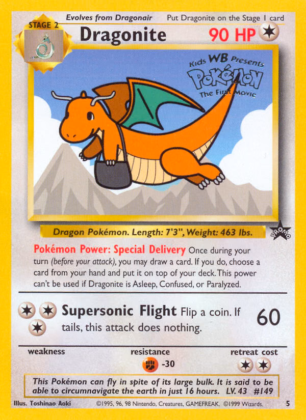 Dragonite Pokemon card (5, Wizards Black Star Promos)