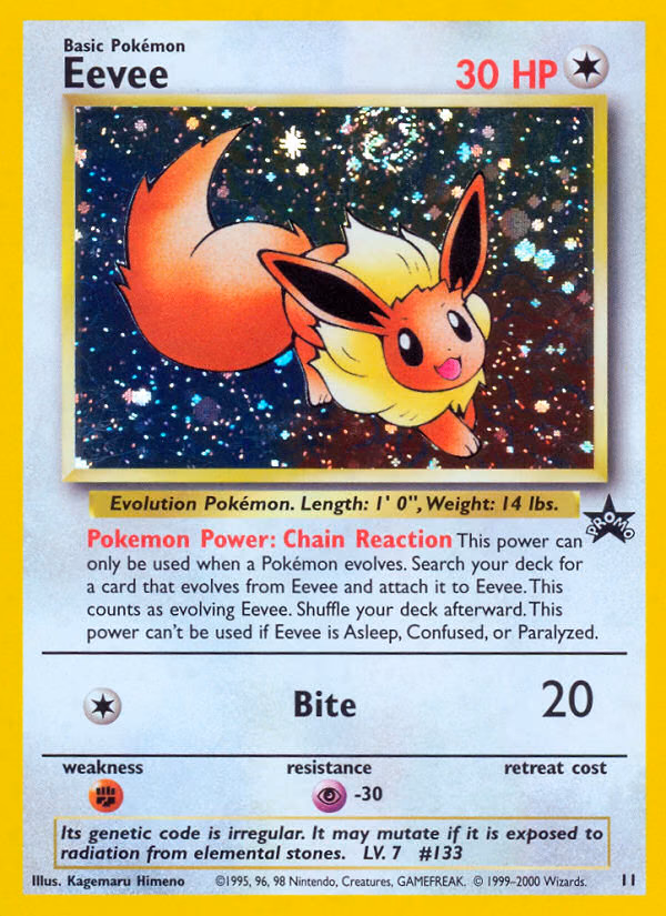Eevee Pokemon card (11, Wizards Black Star Promos)