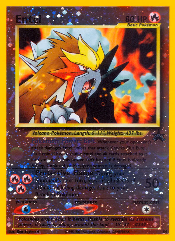 Entei Pokemon card (34, Wizards Black Star Promos)