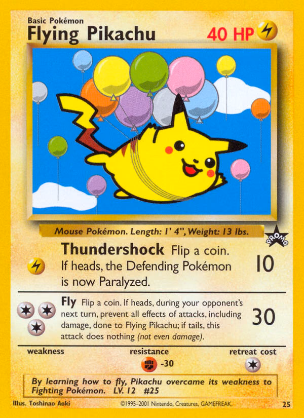 Flying Pikachu Pokemon card (25, Wizards Black Star Promos)