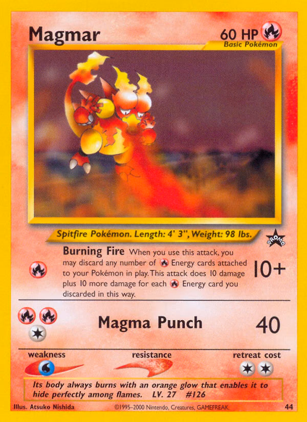 Magmar Pokemon card (44, Wizards Black Star Promos)