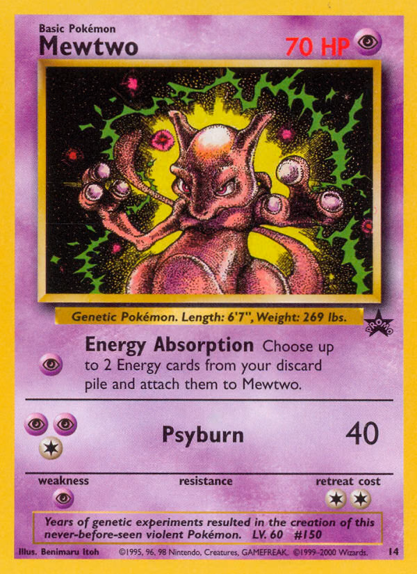 Mewtwo Pokemon card (14, Wizards Black Star Promos)