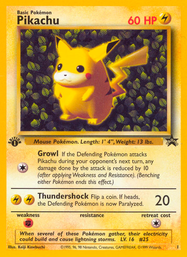 Pikachu Pokemon card (1, Wizards Black Star Promos)