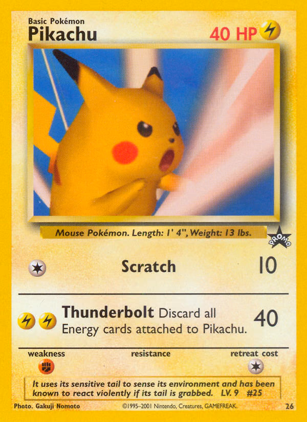 Pikachu Pokemon card (26, Wizards Black Star Promos)