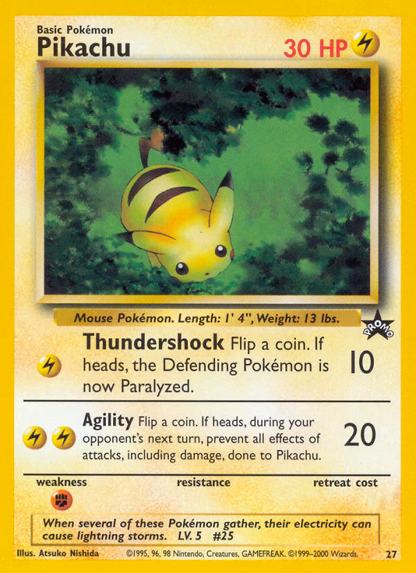 Pikachu Pokemon card (27, Wizards Black Star Promos)
