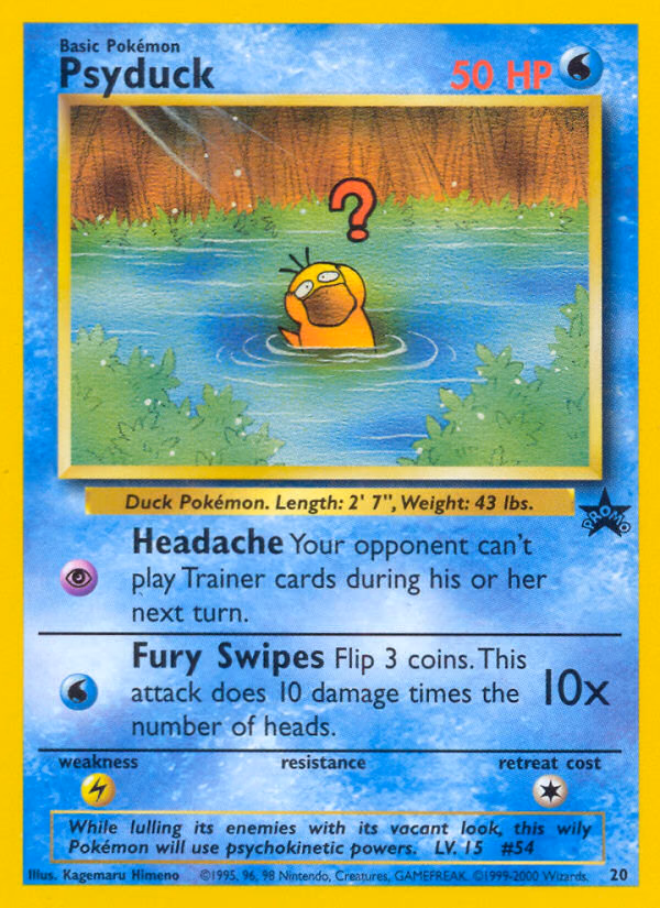 Psyduck Pokemon card (20, Wizards Black Star Promos)