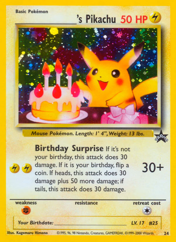 _____'s Pikachu Pokemon card (24, Wizards Black Star Promos)