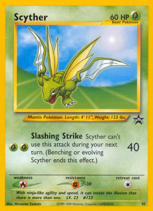 Scyther Pokemon card (45, Wizards Black Star Promos)
