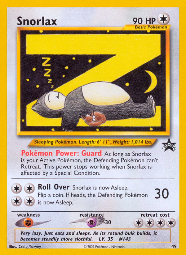 Snorlax Pokemon card (49, Wizards Black Star Promos)