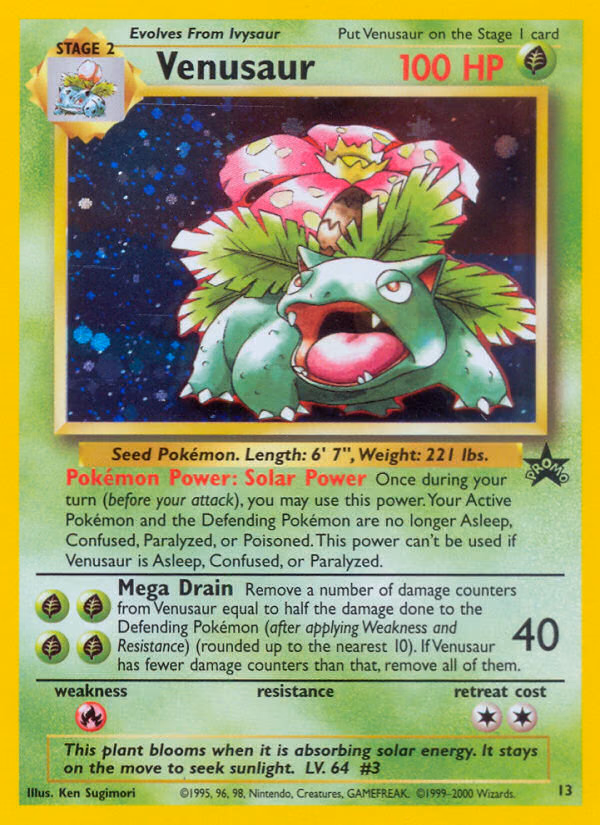 Venusaur Pokemon card (13, Wizards Black Star Promos)