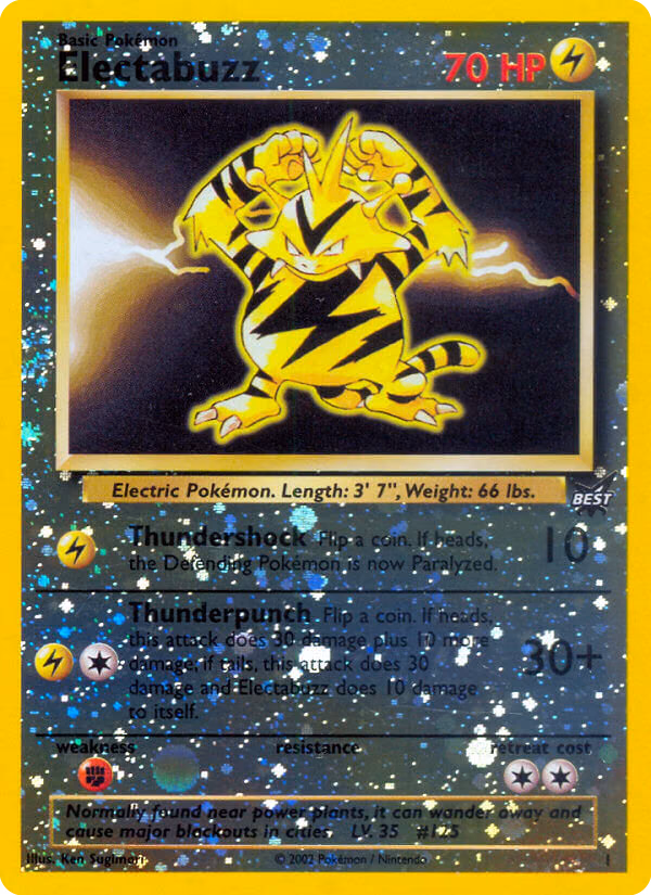 Electabuzz Pokemon card (1, Best of Game)