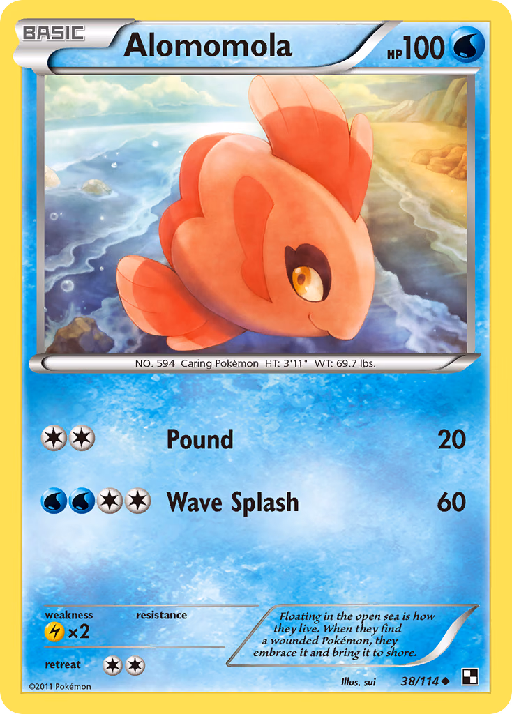 Alomomola Pokemon card (38/114, Black & White)