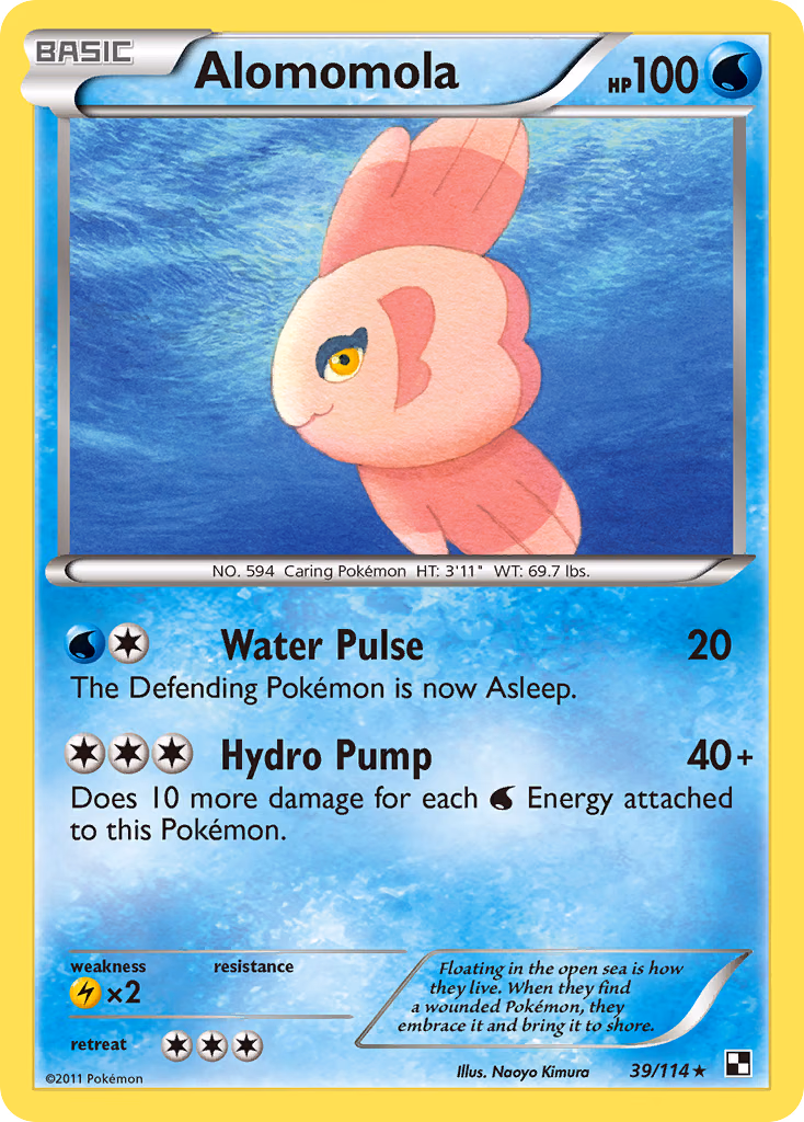 Alomomola Pokemon card (39/114, Black & White)