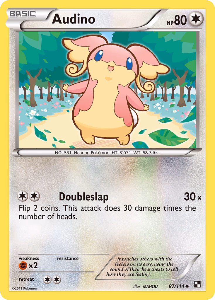 Audino Pokemon card (87/114, Black & White)
