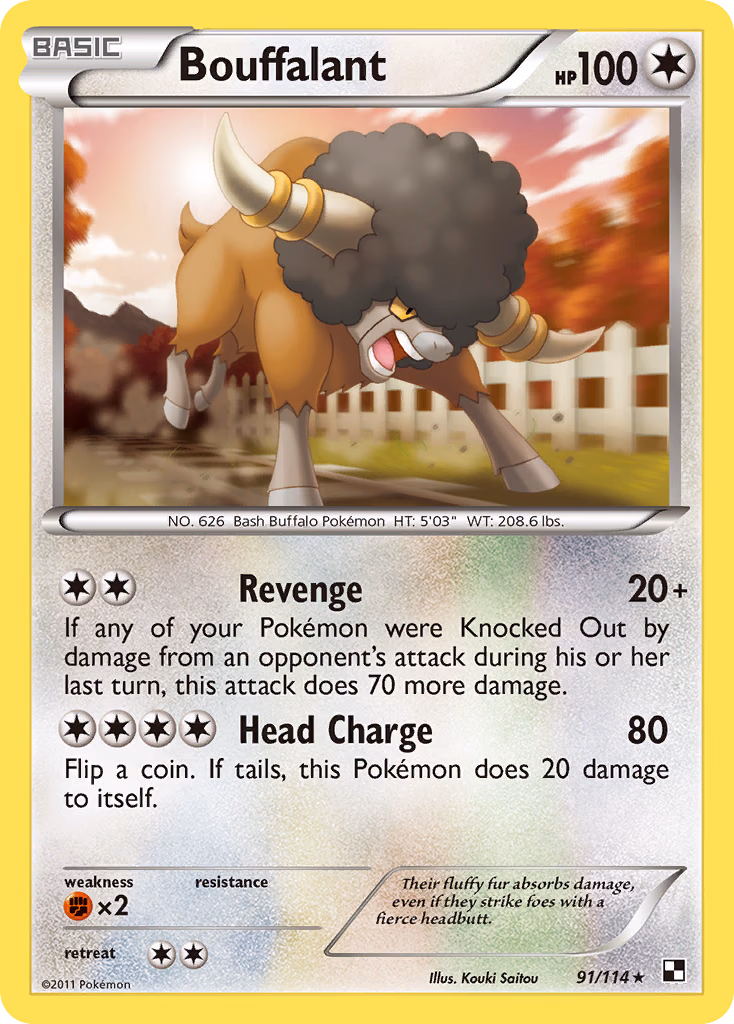 Bouffalant Pokemon card (91/114, Black & White)