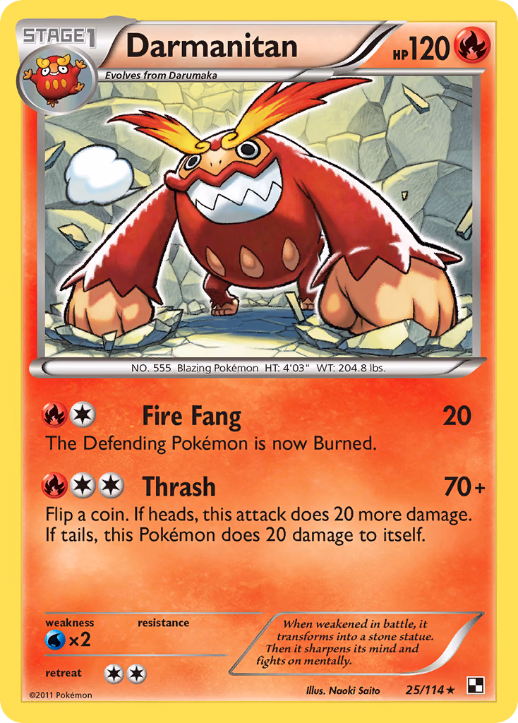 Darmanitan Pokemon card (25/114, Black & White)