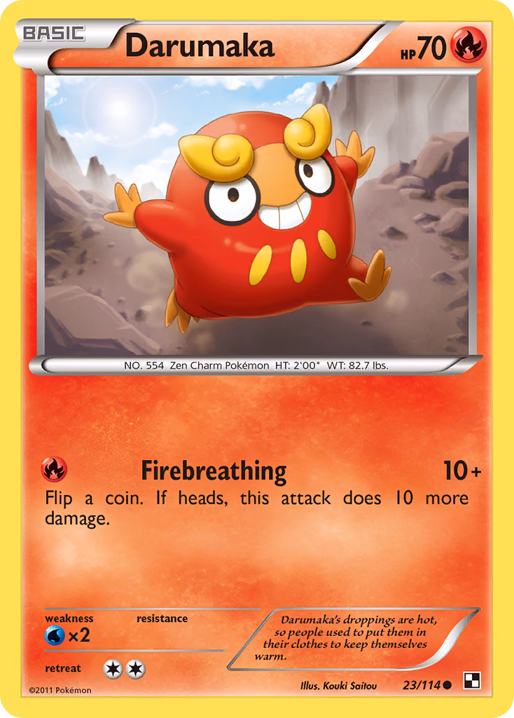 Darumaka Pokemon card (23/114, Black & White)