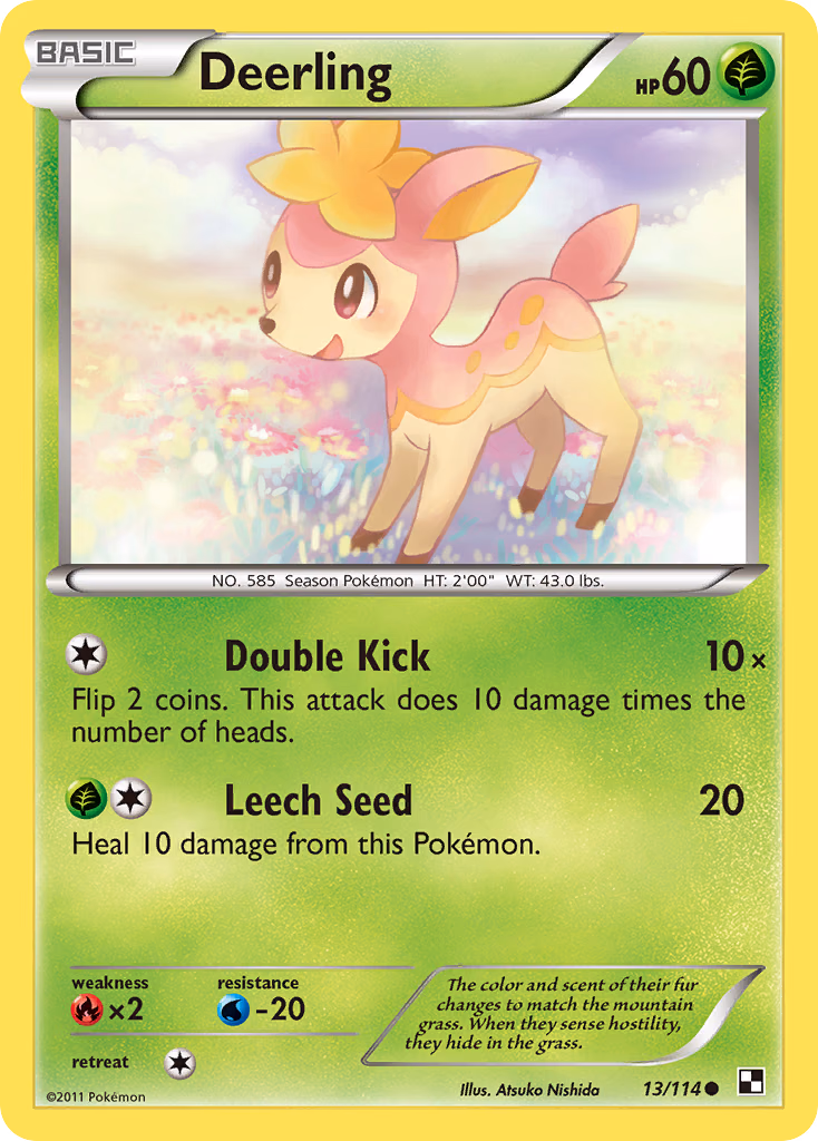 Deerling Pokemon card (13/114, Black & White)