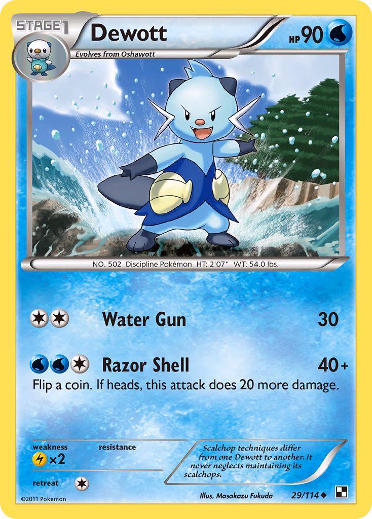 Dewott Pokemon card (29/114, Black & White)