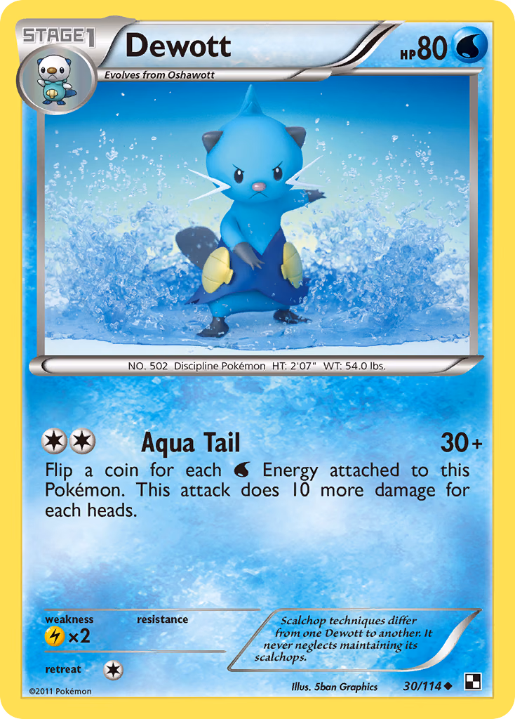Dewott Pokemon card (30/114, Black & White)