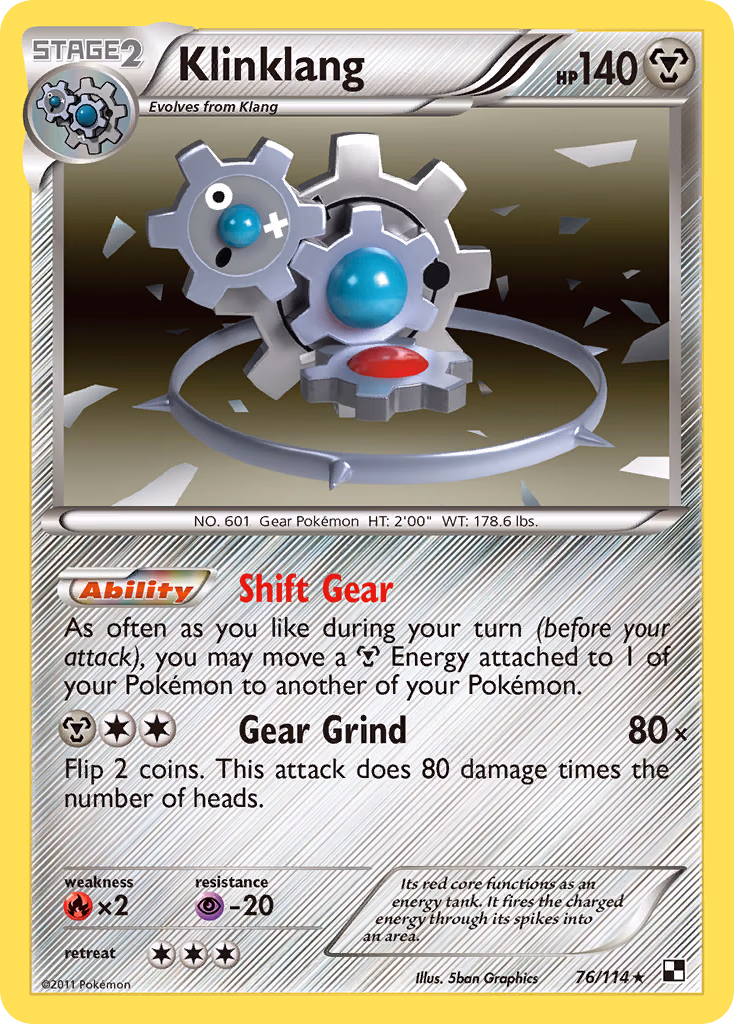 Klinklang Pokemon card (76/114, Black & White)