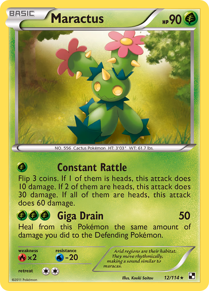 Maractus Pokemon card (12/114, Black & White)