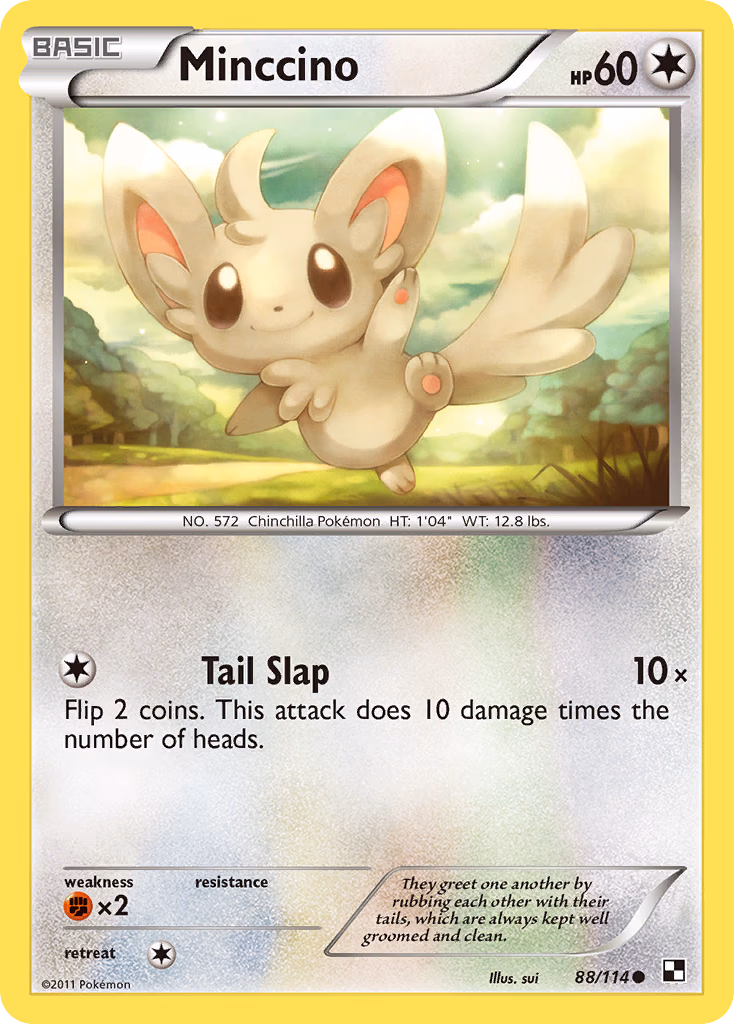 Minccino Pokemon card (88/114, Black & White)