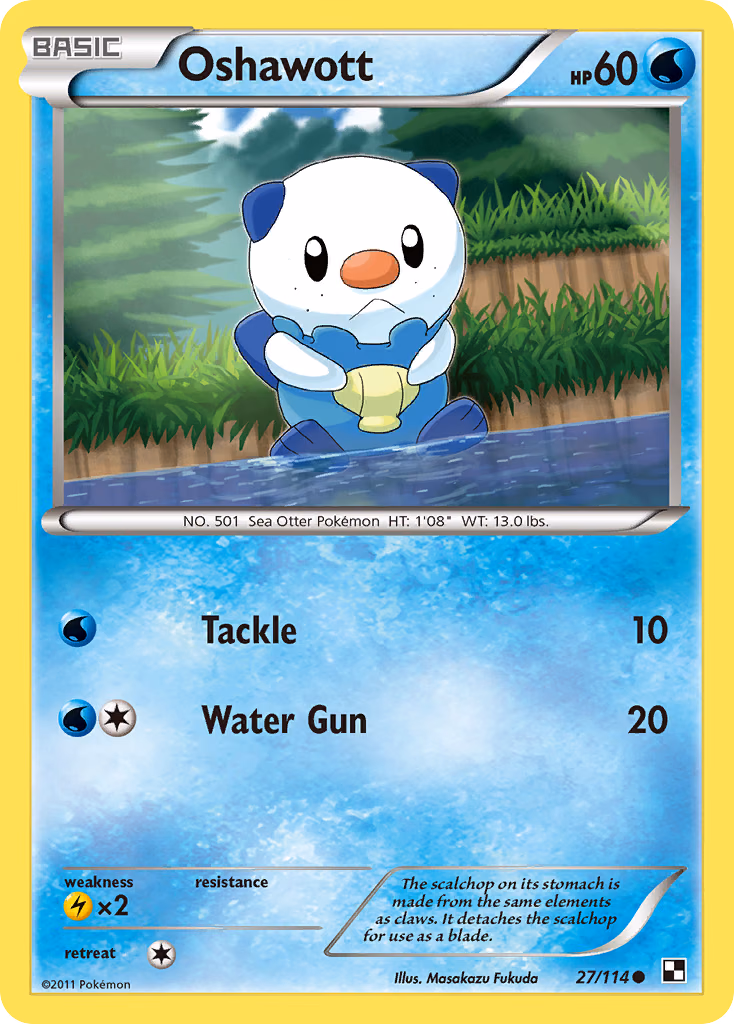 Oshawott Pokemon card (27/114, Black & White)