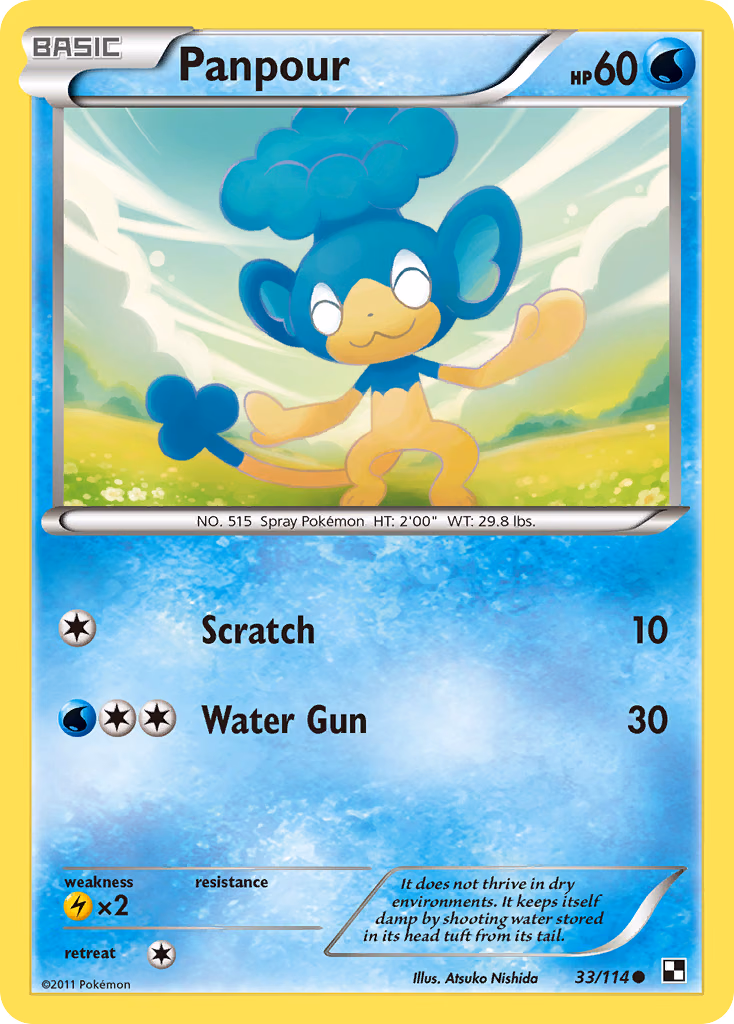 Panpour Pokemon card (33/114, Black & White)