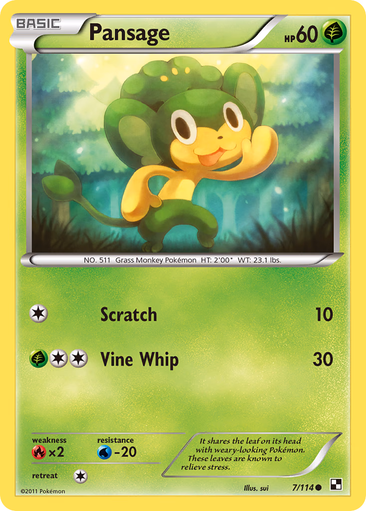 Pansage Pokemon card (7/114, Black & White)