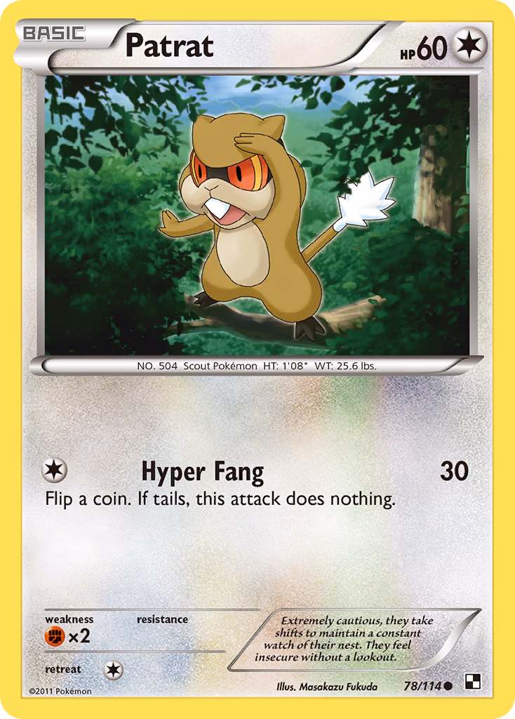 Patrat Pokemon card (78/114, Black & White)