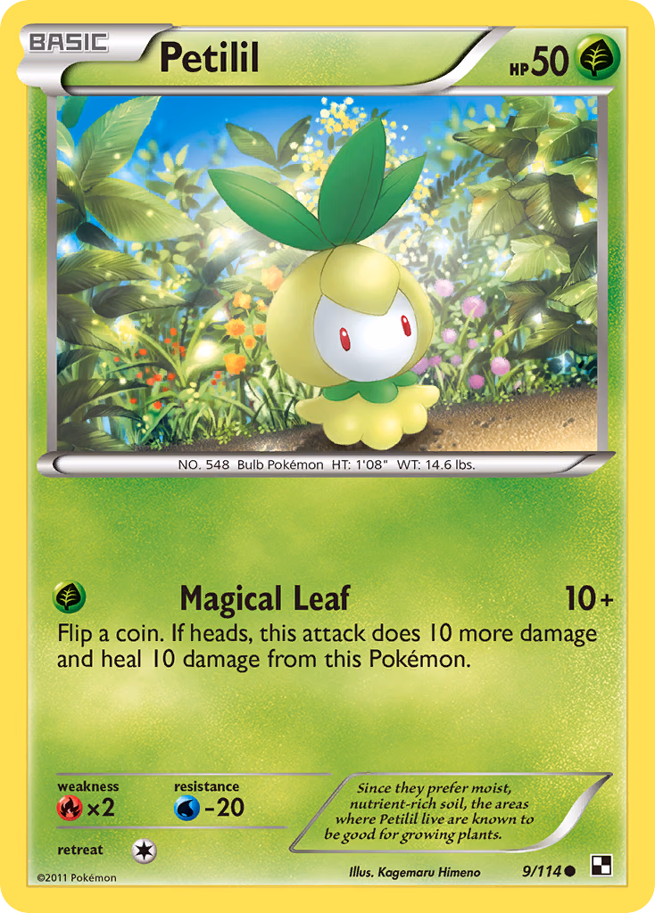 Petilil Pokemon card (9/114, Black & White)