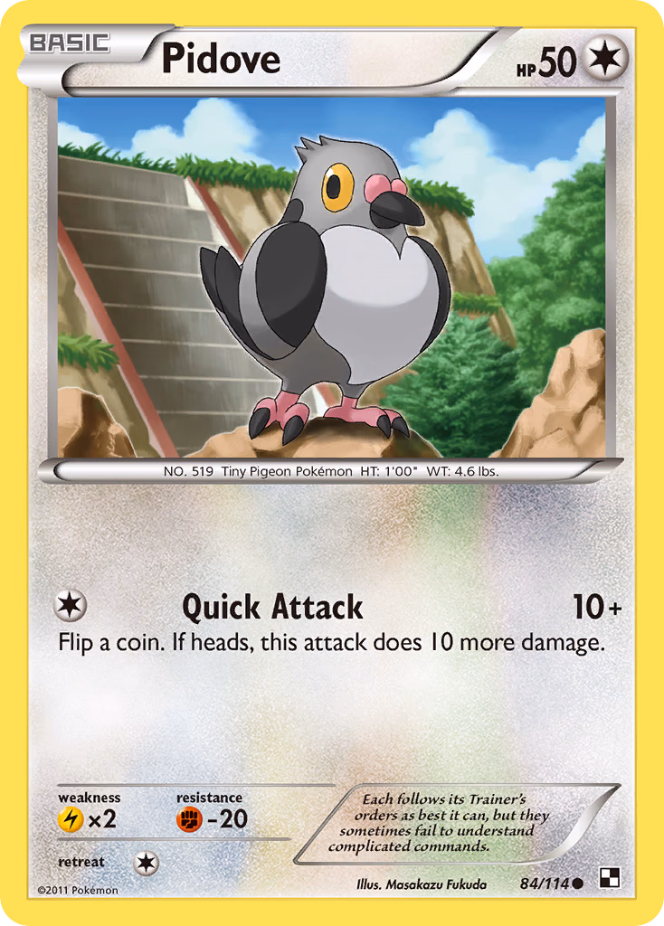 Pidove Pokemon card (84/114, Black & White)