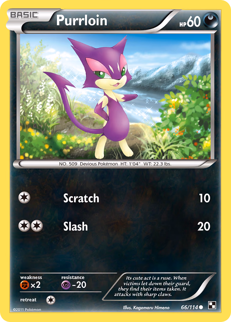 Purrloin Pokemon card (66/114, Black & White)
