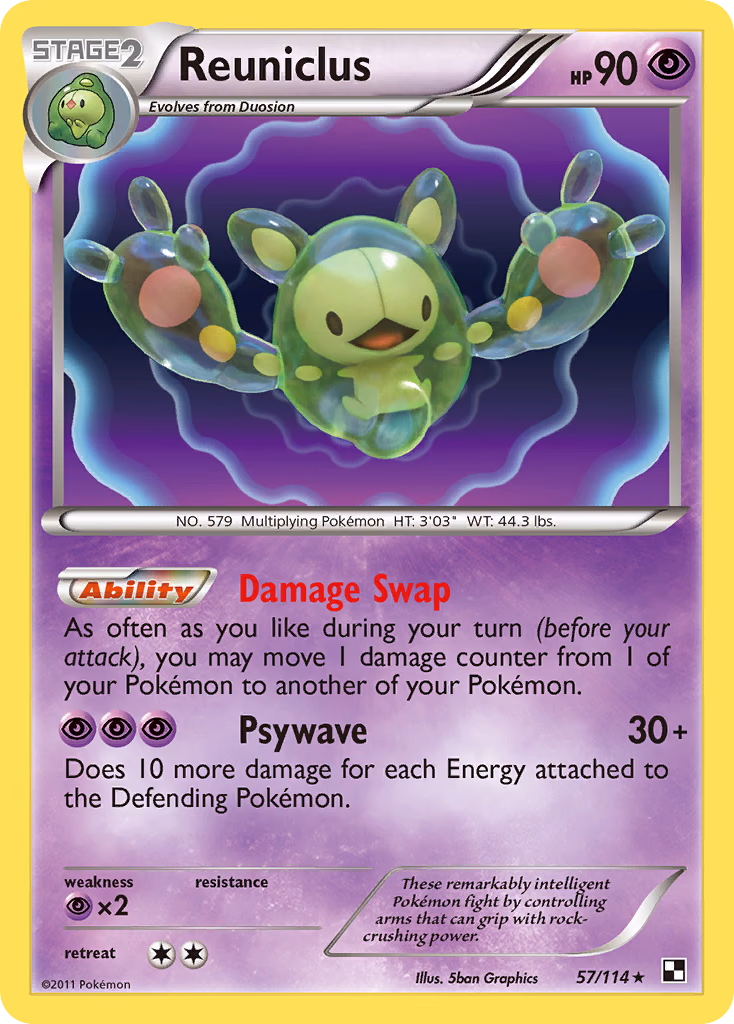 Reuniclus Pokemon card (57/114, Black & White)