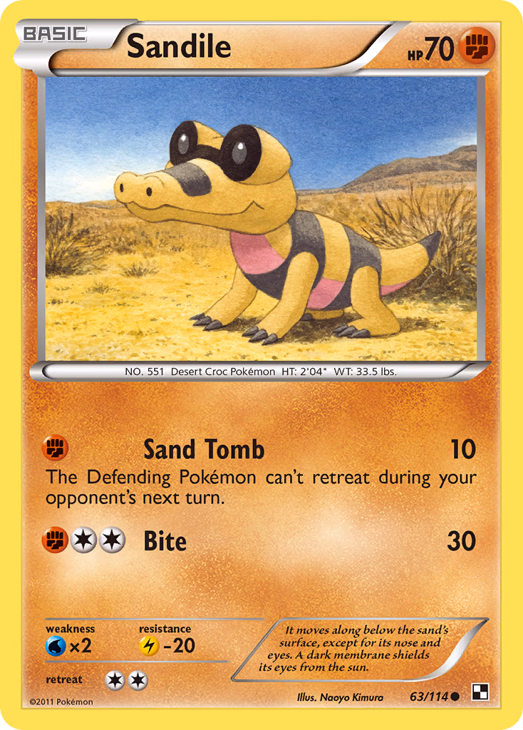 Sandile Pokemon card (63/114, Black & White)