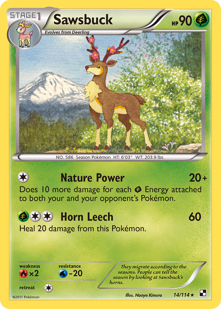 Sawsbuck Pokemon card (14/114, Black & White)