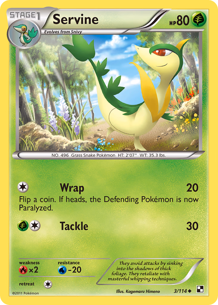 Servine Pokemon card (3/114, Black & White)