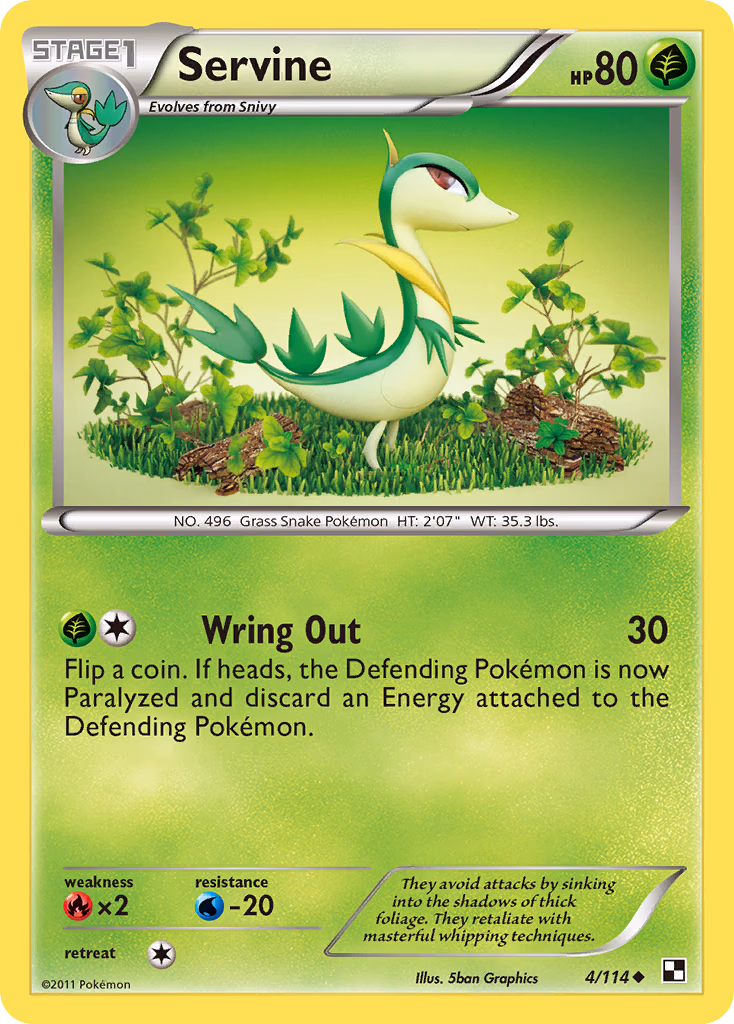 Servine Pokemon card (4/114, Black & White)