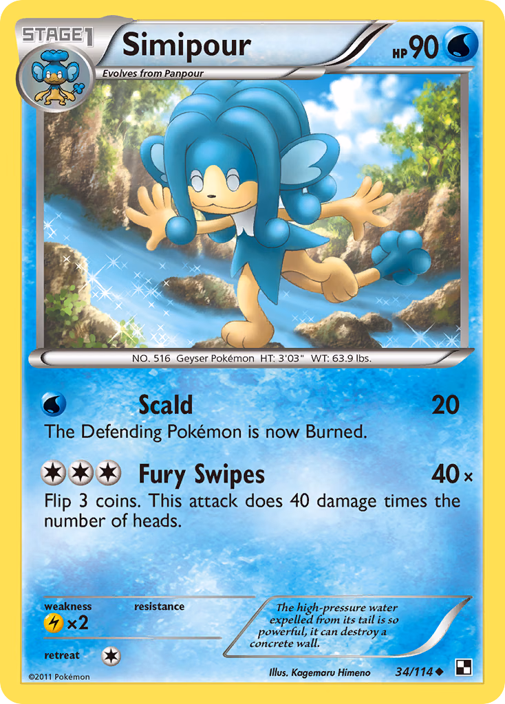 Simipour Pokemon card (34/114, Black & White)