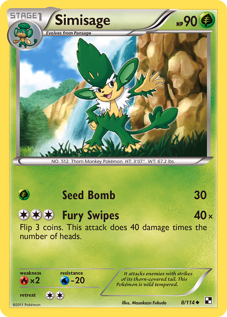 Simisage Pokemon card (8/114, Black & White)