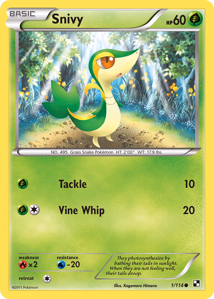 Snivy Pokemon card (1/114, Black & White)