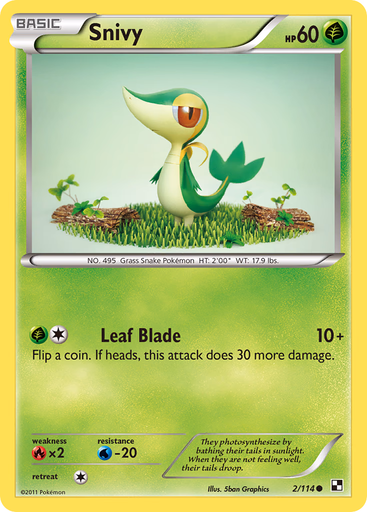 Snivy Pokemon card (2/114, Black & White)